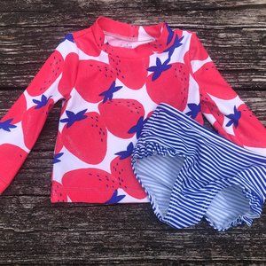 Carter's Just One You Baby Girls Strawberry 2pc Rash Guard Swimsuit  Size 6M
